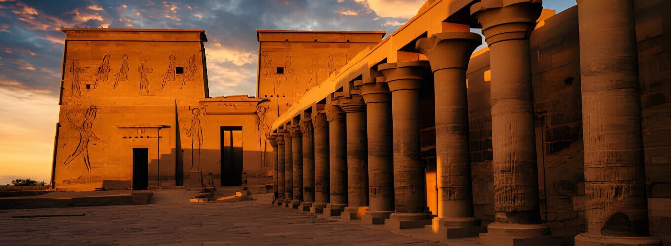 Templo de Philae, un ejemplo destacado de la arquitectura antigua en Egipto.